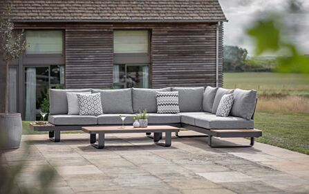 Bramblecrest Brooklyn L-Shape Outdoor Sofa with Rectangle Coffee Table - Anthracite