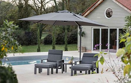 Bramblecrest Lichfield 2.7m Square Parasol with Granite Base & FREE Protective Cover - Grey Bramblecrest Lichfield 2.7m Square Parasol with Granite Base & FREE Protective Cover - Grey