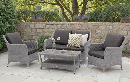 Bramblecrest Tetbury Rattan Outdoor 2 Seat Sofa Set with Tree-Free Coffee Table - Graphite