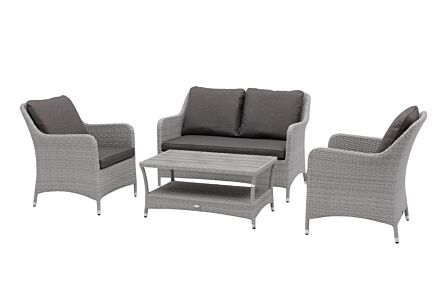Bramblecrest Tetbury Rattan Outdoor 2 Seat Sofa Set with Tree-Free Coffee Table - Graphite