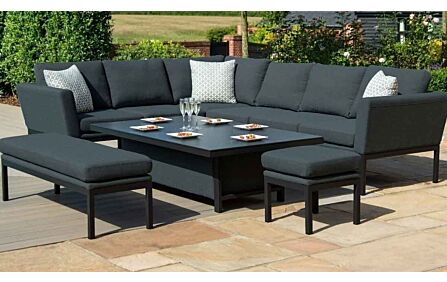 Maze Pulse Corner Garden Sofa Set with Rectangular Adjustable Table - Charcoal Maze Pulse Corner Garden Sofa Set with Rectangular Adjustable Table - Charcoal