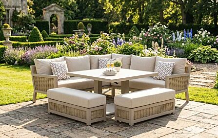 JB Furniture Conrad Square Adjustable Garden Corner Sofa Dining Set - Latte