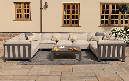 Maze Ibiza U Shape Garden Sofa Set with Square Coffee Table - Oatmeal