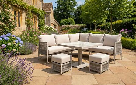 JB Furniture Exclusive Seychelles Corner Garden Sofa Set with Mini Adjustable Table - Latte