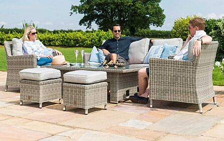 Maze Oxford Garden Sofa Dining Set with Adjustable Table - Grey