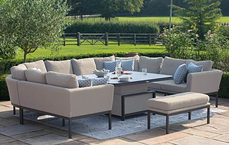 Maze Pulse U Shape Garden Sofa Set With Rising Table - Oatmeal