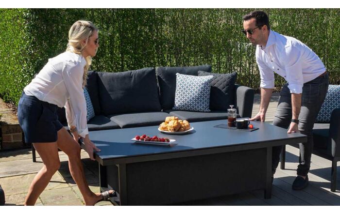 Maze Pulse Three Seat Garden Sofa Set with Rising Table - Charcoal