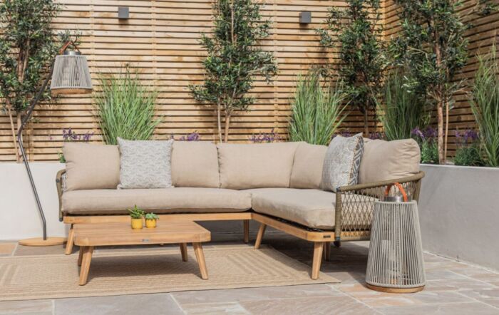 Maze Bali Rope Corner Sofa Garden Furniture Set - Sandstone