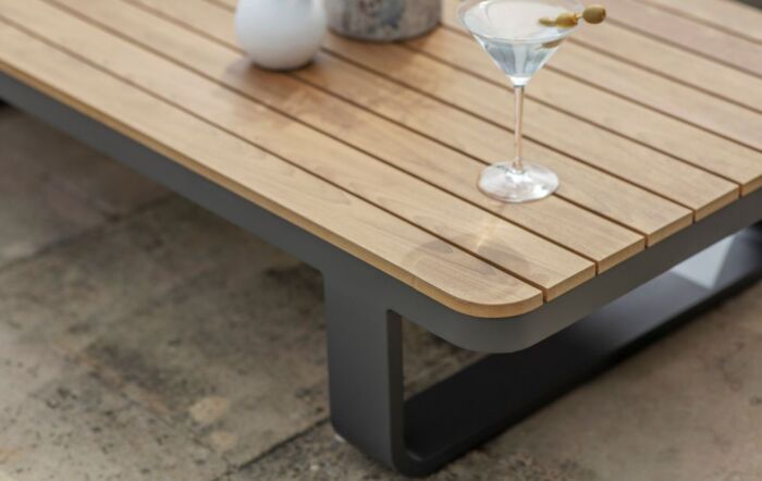 Bramblecrest Brooklyn L-Shape Outdoor Sofa with Rectangle Coffee Table - Anthracite