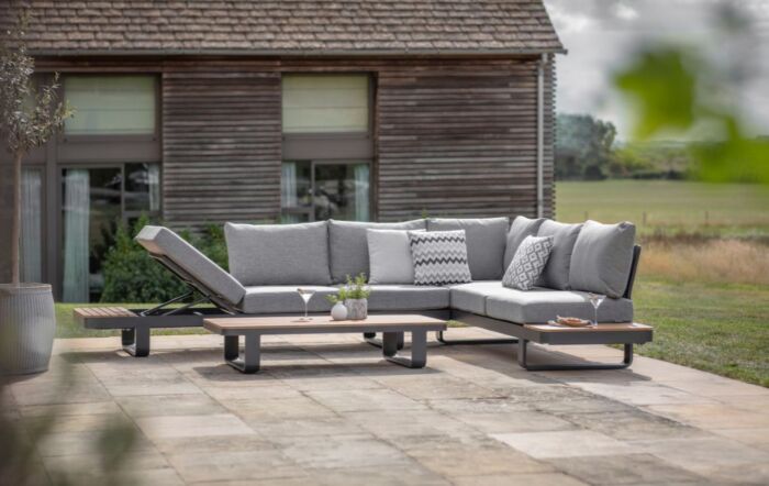 Bramblecrest Brooklyn L-Shape Outdoor Sofa with Rectangle Coffee Table - Anthracite