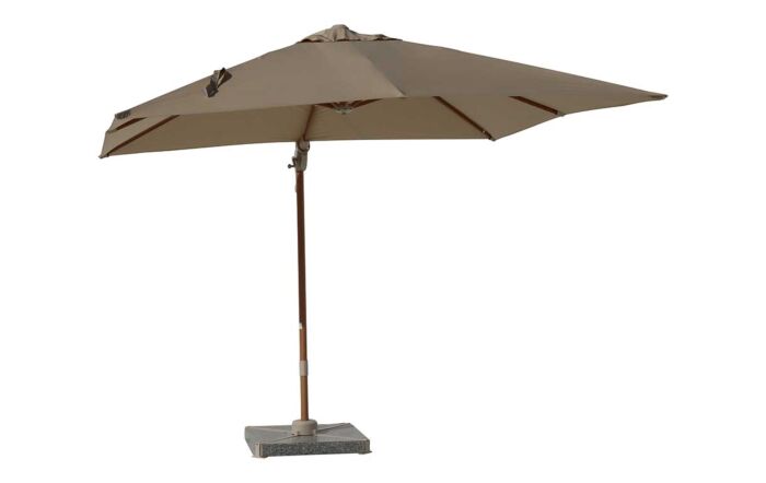 Bramblecrest Lichfield 2.7m Square Wood Effect Cantilever Parasol with Granite Base & Protective Cover - Sand