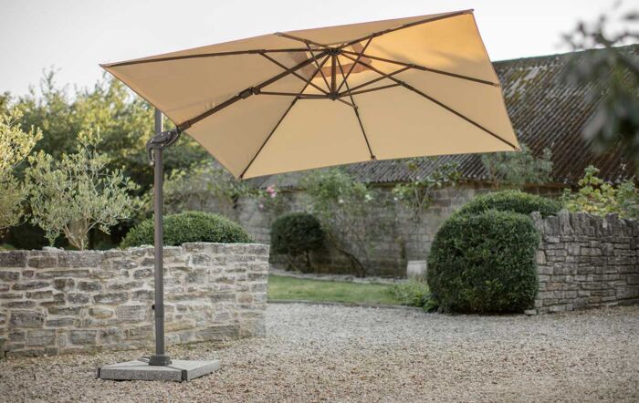 Bramblecrest Lichfield 2.7m Square Parasol with Granite Base & Protective Cover - Sand