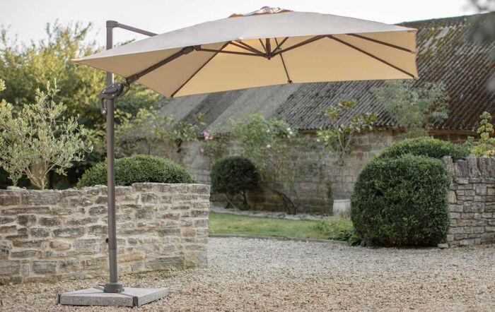 Bramblecrest Lichfield 2.7m Square Parasol with Granite Base & Protective Cover - Sand