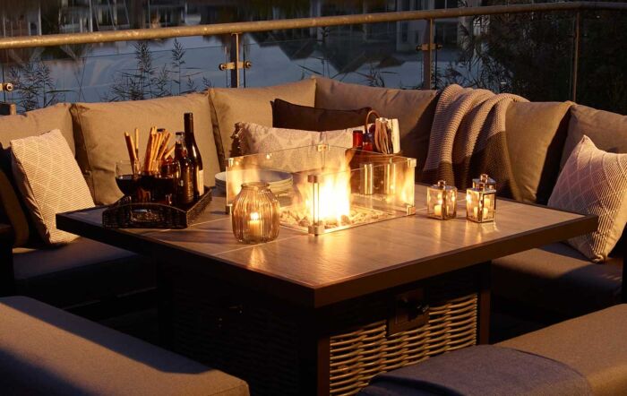 Bramblecrest Portofino Outdoor Corner Firepit Sofa Set - Grey