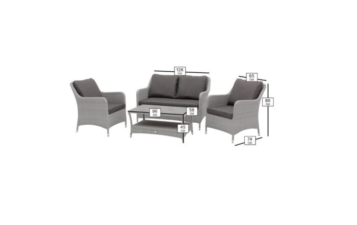 Bramblecrest Tetbury Rattan Outdoor 2 Seat Sofa Set with Tree-Free Coffee Table - Graphite