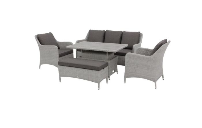 Bramblecrest Tetbury 3 Seat Garden Sofa Set with Adjustable Table & Tree-Free Top - Graphite