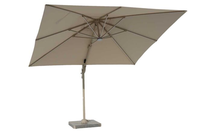Bramblecrest Truro 3m Square LED Cantilever Parasol with Granite Base and FREE Cover - Mocha