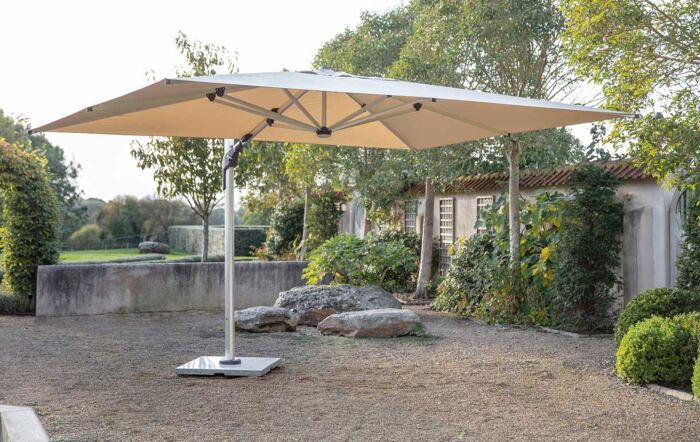 Bramblecrest Worcester 4m x 3m Rectangle Cantilever LED Parasol Sand with Cover 