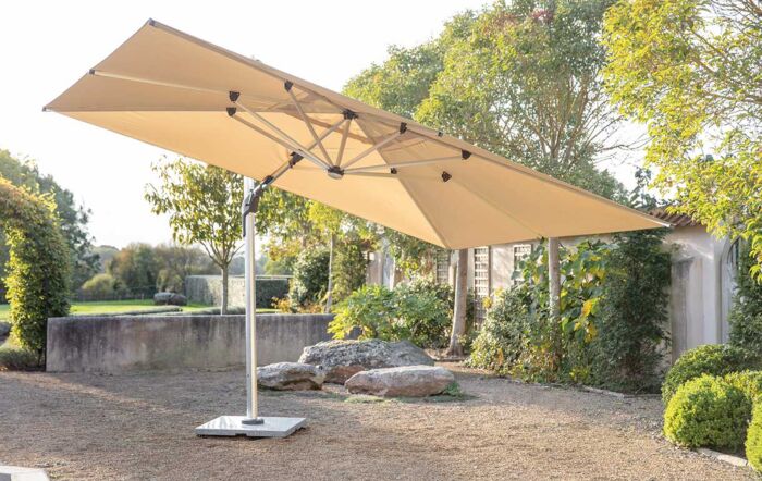 Bramblecrest Worcester 4m x 3m Rectangle Cantilever LED Parasol Sand with Cover 
