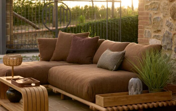 Cane-Line Sticks Platform Outdoor Teak Corner Sofa - Umber Brown