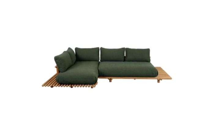 Cane-Line Sticks Platform Teak Outdoor Corner Sofa - Dark Green