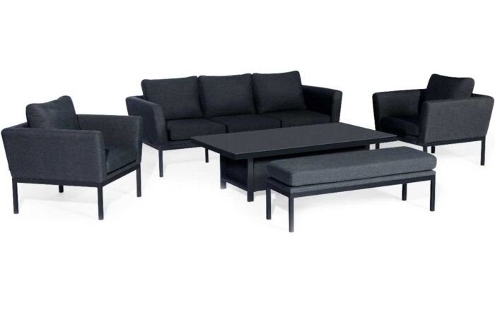 Maze Pulse Three Seat Garden Sofa Set with Rising Table - Charcoal