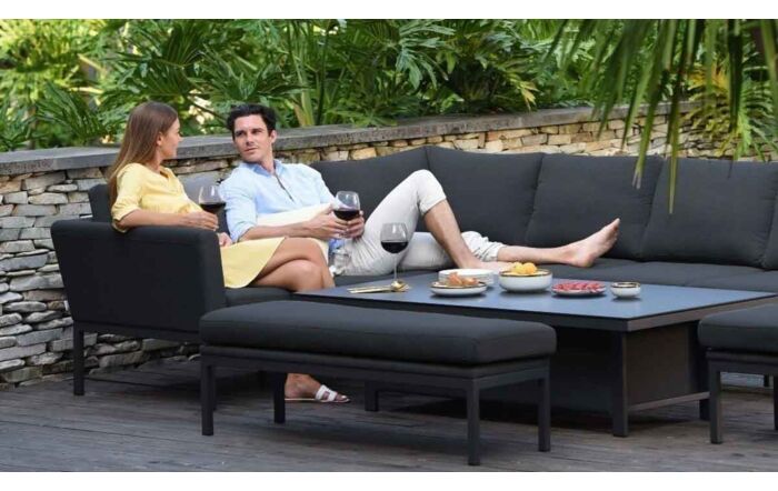 Maze Pulse Corner Garden Sofa Set with Rectangular Adjustable Table - Charcoal Maze Pulse Corner Garden Sofa Set with Rectangular Adjustable Table - Charcoal