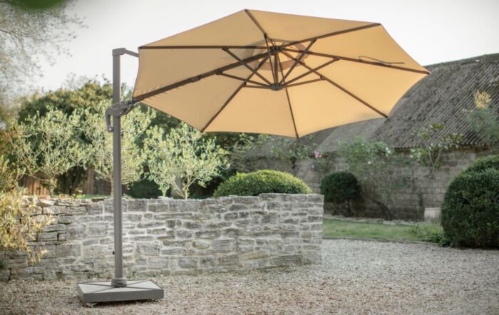 Bramblecrest Chichester 3M Round Parasol with Granite Base and FREE Cover - Sand