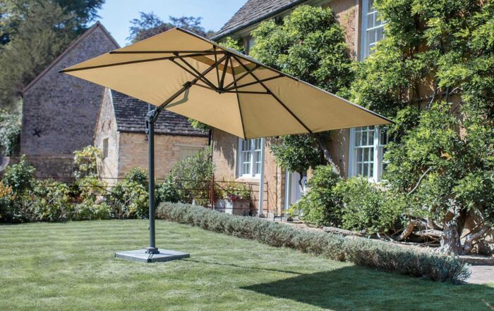 Bramblecrest Chichester 3M Square Parasol with Granite Base and FREE Cover - Sand