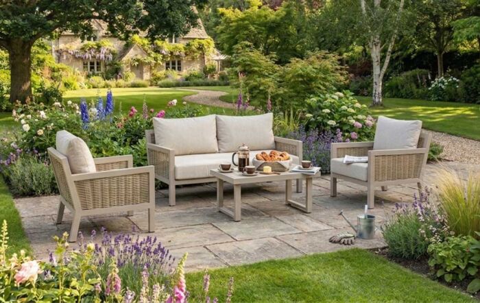 JB Furniture Conrad Two Seat Small Garden Sofa Set - Latte
