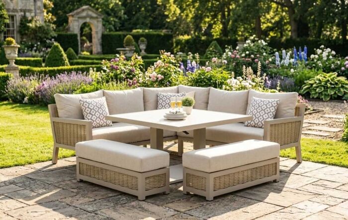 JB Furniture Conrad Square Adjustable Garden Corner Sofa Dining Set - Latte