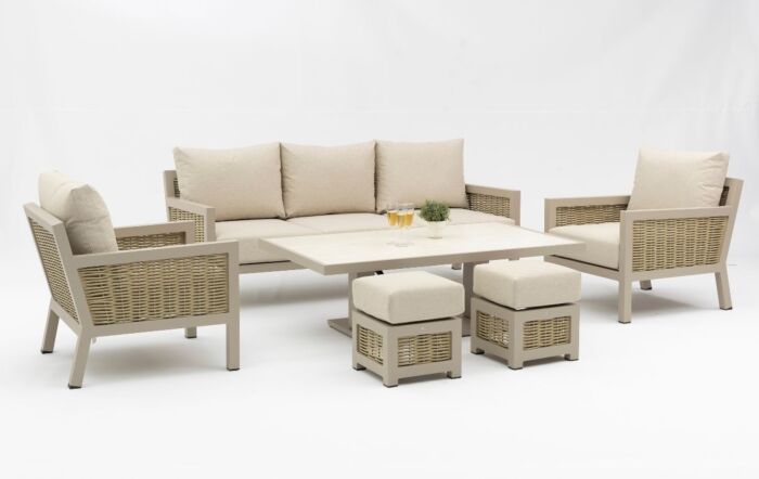 JB Furniture Conrad Three Seat Adjustable Garden Sofa Set - Latte