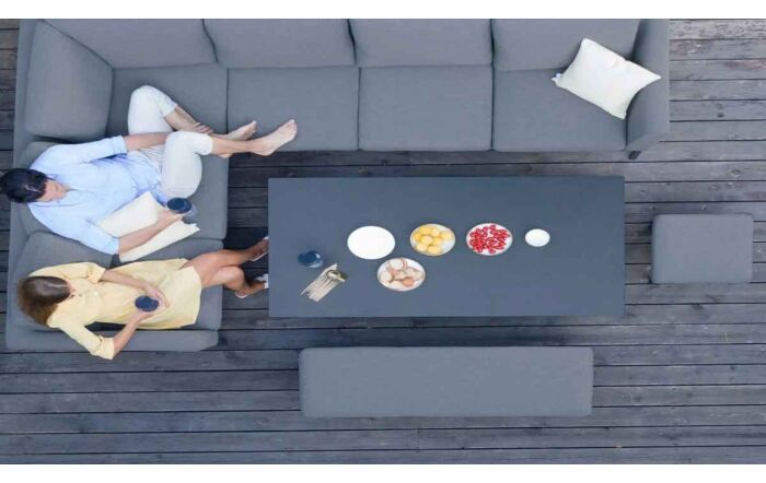 Maze Pulse Corner Sofa Dining Set with Rectangular Adjustable Table - Flanelle 