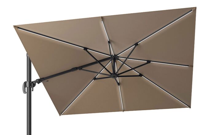 Platinum Taupe Glow Side Arm Parasol with Polished Granite Base 
