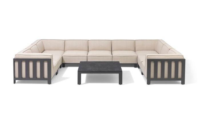 Maze Ibiza U Shape Garden Sofa Set with Square Coffee Table - Oatmeal