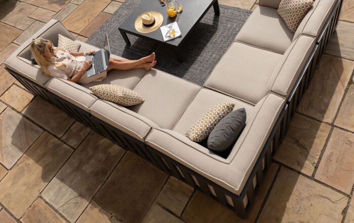 Maze Ibiza Medium Corner Outdoor Sofa with Square Coffee Table - Oatmeal