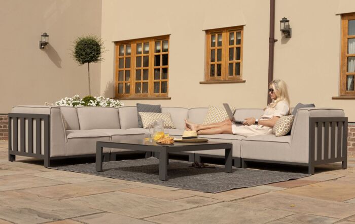 Maze Ibiza Medium Corner Outdoor Sofa with Square Coffee Table - Oatmeal