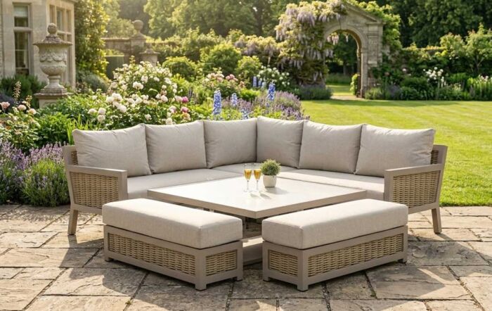 JB Furniture Conrad Square Adjustable Garden Corner Sofa Dining Set - Latte