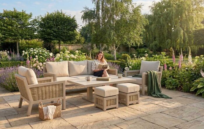 JB Furniture Conrad Three Seat Adjustable Garden Sofa Set - Latte
