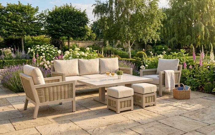 JB Furniture Conrad Three Seat Adjustable Garden Sofa Set - Latte