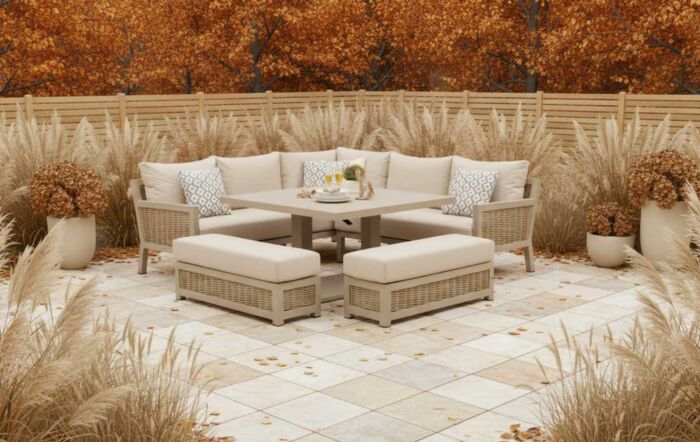 JB Furniture Conrad Square Adjustable Garden Corner Sofa Dining Set - Latte