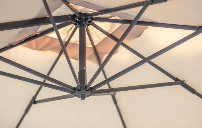 Bramblecrest Lichfield 2.7m Square Parasol with Granite Base & Protective Cover - Sand