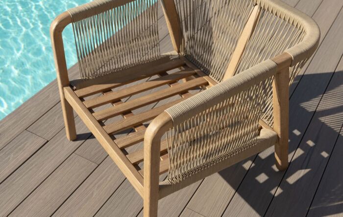 Maze Martinique 3 Seat Garden Furniture Sofa Set with Nest Tables - Light Brown