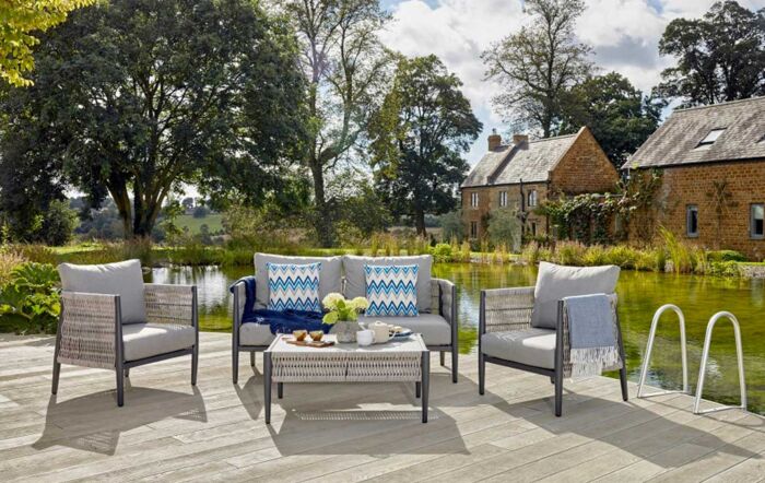 Bramblecrest Mauritius Two Seater Garden Sofa Set with Coffee Table - Grey 