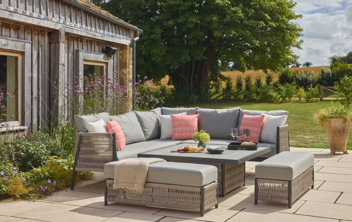 Bramblecrest Mauritius Square Adjustable Garden Corner Sofa Set - Grey
