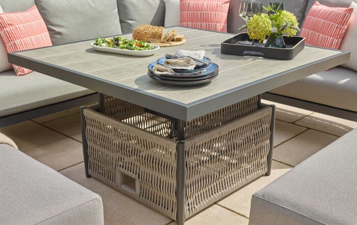 Bramblecrest Mauritius Square Adjustable Garden Corner Sofa Set - Grey