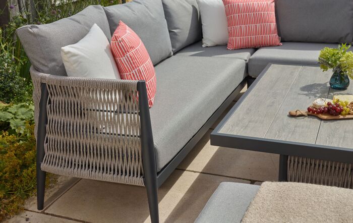 Bramblecrest Mauritius Square Adjustable Garden Corner Sofa Set - Grey