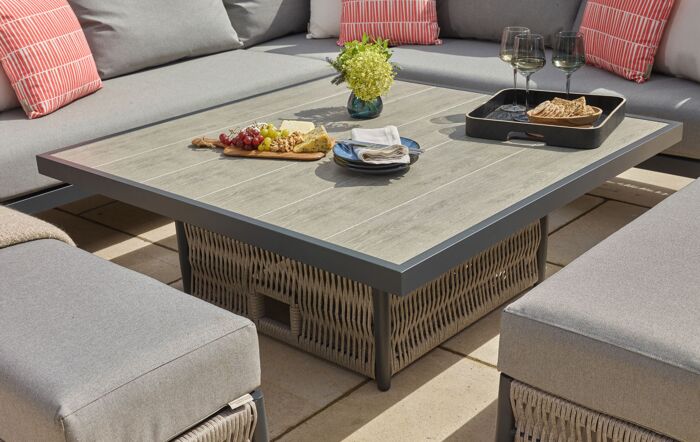 Bramblecrest Mauritius Square Adjustable Garden Corner Sofa Set - Grey