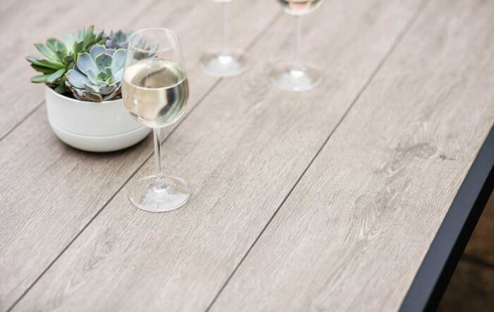 Bramblecrest Mauritius Garden Corner Sofa with Armchair and Rectangle Adjustable Table - Eco Cobble