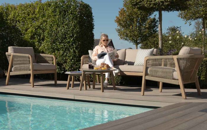 Maze Martinique Two Seat Garden Sofa Set - Light Brown